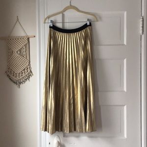 Gold Accordion Pleat Maxi Skirt
